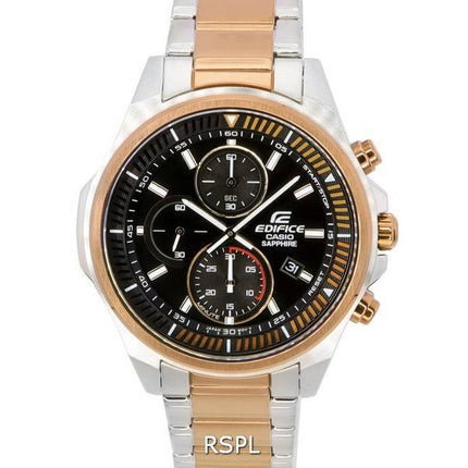 Casio Edifice Schwarzes Zifferblatt Two Tone Quartz EFR-S572GS-1A EFRS572GS-1 100M Herrenuhr