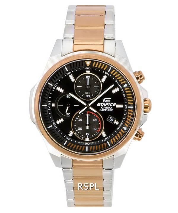 Casio Edifice Schwarzes Zifferblatt Two Tone Quartz EFR-S572GS-1A EFRS572GS-1 100M Herrenuhr