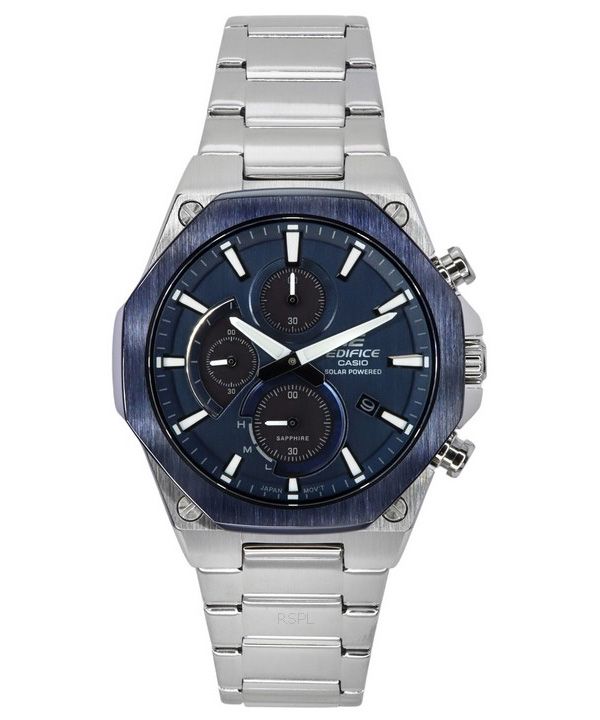 Casio Edifice Analog Slim Line mit Saphirglas-Chronograph, blaues Zifferblatt, Solar EFS-S570DB-2A 100M Herrenuhr