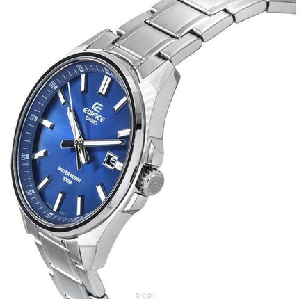 Casio Edifice Analog Edelstahl Blaues Zifferblatt Quarz EFV-150D-2A 100M Herrenuhr