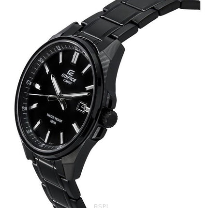 Casio Edifice Analog schwarz ionenplattiert Edelstahl schwarzes Zifferblatt Quarz EFV-150DC-1A 100M Herrenuhr