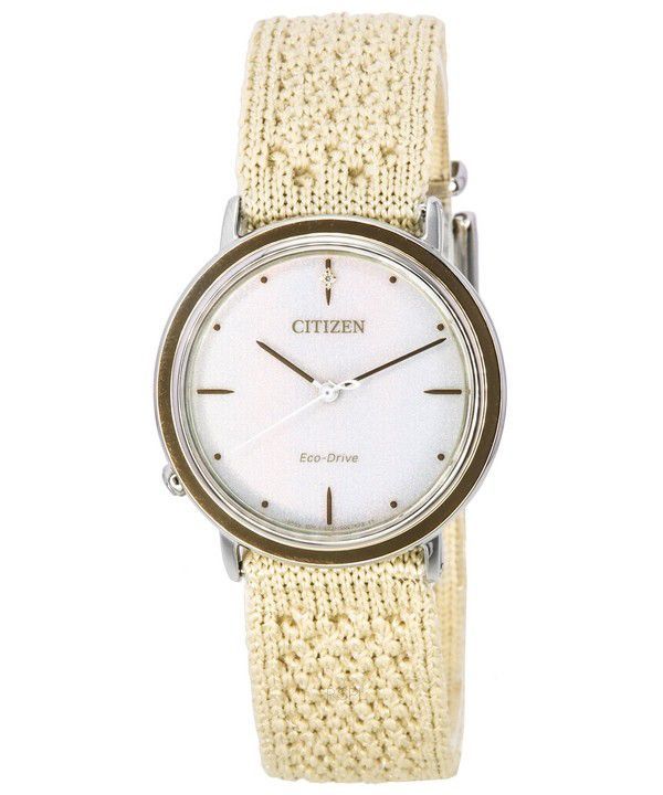 Citizen L Ambiluna Diamond Accent Beige Zifferblatt Eco-Drive EM1006-40A Damenuhr mit extra Mesh-Armband