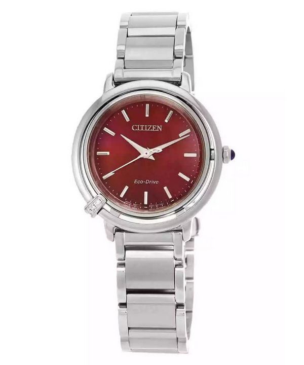 Citizen L Eco-Drive Edelstahl rotes Zifferblatt EM1090-78X Damenuhr