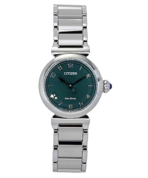 Citizen L May Bell Mini Diamond Accent Edelstahl Grünes Zifferblatt Eco-Drive EM1130-83X Damenuhr