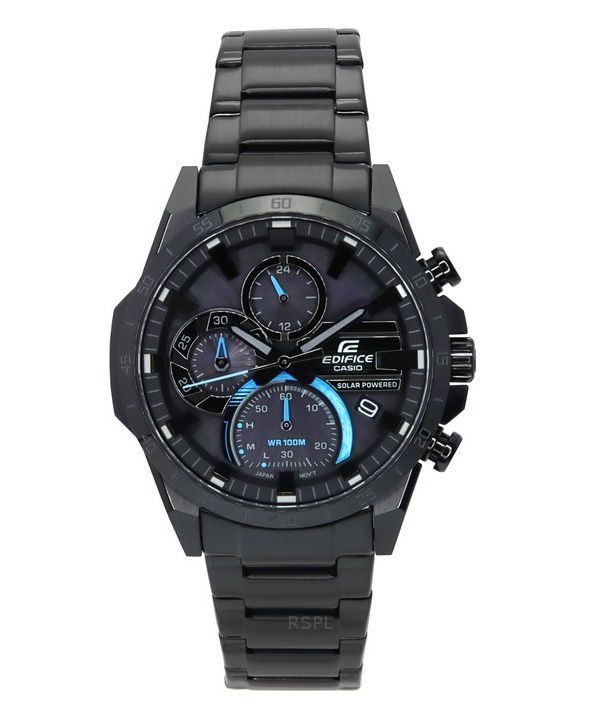 Casio Edifice Analog Chronograph Edelstahl Schwarzes Zifferblatt Solar EQS-940DC-1B 100M Herrenuhr