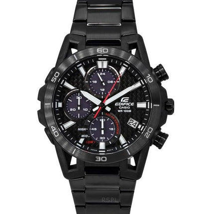 Casio Edifice Sospensione Analog Chronograph Black Ion Edelstahl Schwarzes Zifferblatt Solar EQS-960DC-1AV 100M Herrenuhr