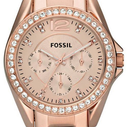 Damenuhr Fossil Riley Multifunktions Crystal Rose Gold ES2811