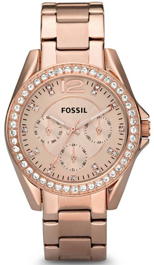 Damenuhr Fossil Riley Multifunktions Crystal Rose Gold ES2811