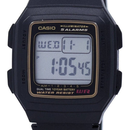 Casio Digital 5 Alarme, Dualzeit Illuminator F-201WA-9ADF F-201WA-9A Herrenuhr