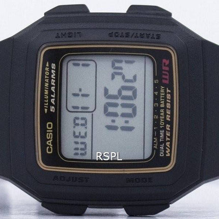 Casio Digital 5 Alarme, Dualzeit Illuminator F-201WA-9ADF F-201WA-9A Herrenuhr