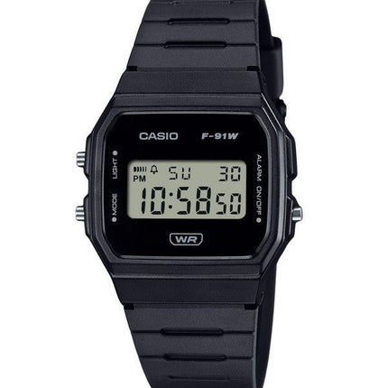 Casio POP Digital Schwarzes Armband aus biobasiertem Harz Quarz F-91WB-1A Unisex-Armbanduhr