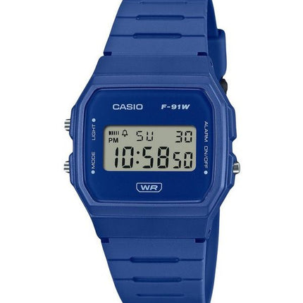 Casio POP Digital Blau Biobasiertes Harzarmband Quarz F-91WB-2A1 Unisex-Uhr