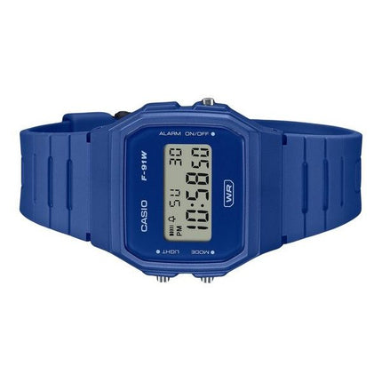 Casio POP Digital Blau Biobasiertes Harzarmband Quarz F-91WB-2A1 Unisex-Uhr