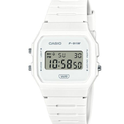 Casio Pop Digital Bio-basiertes weißes Harzarmband Quarz F-91WB-7A 100M Unisex-Armbanduhr