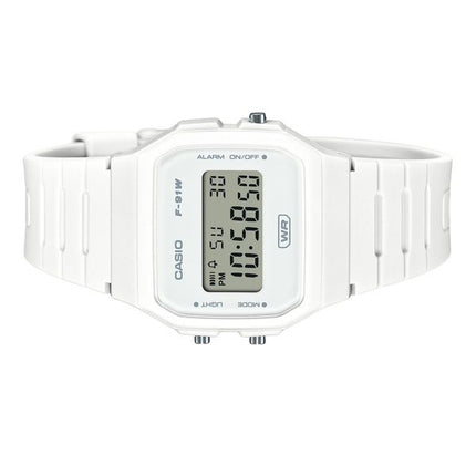 Casio Pop Digital Bio-basiertes weißes Harzarmband Quarz F-91WB-7A 100M Unisex-Armbanduhr