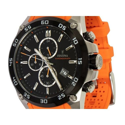 Festina The Originals Chronograph Orange Kautschukarmband Schwarzes Zifferblatt Quarz F20330-4 100M Herrenuhr