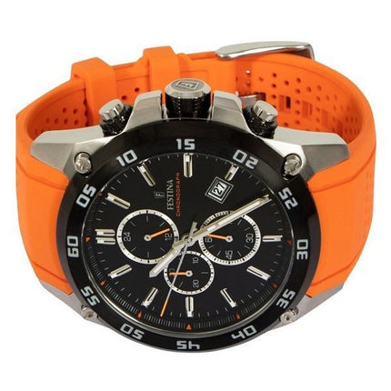 Festina The Originals Chronograph Orange Kautschukarmband Schwarzes Zifferblatt Quarz F20330-4 100M Herrenuhr