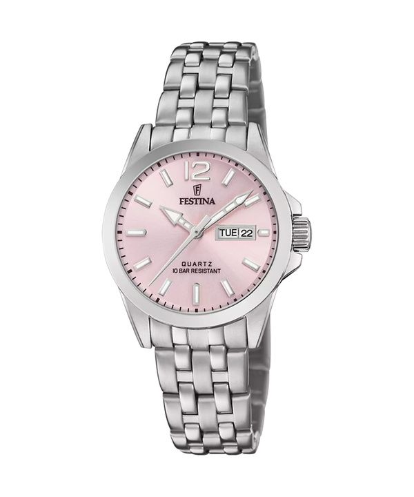 Festina Classics Edelstahl rosa Zifferblatt Quarz F20455-2 100M Damenuhr