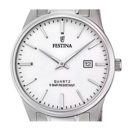 Festina Classic Edelstahl weißes Zifferblatt Quarz F20511-2 Herrenuhr