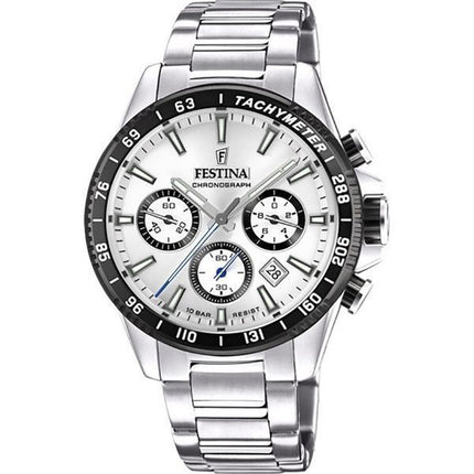 Festina Timeless Chronograph Edelstahl Silber Zifferblatt Quarz F20560-1 100M Herrenuhr