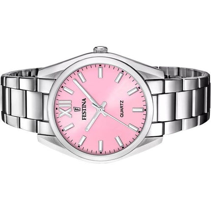 Festina Boyfriend Edelstahl Rosa Zifferblatt Quarz F20622-M Damenuhr