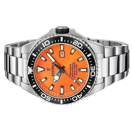 Festina Diver Edelstahl Orange Zifferblatt Quarz F20663-4 200M Herrenuhr