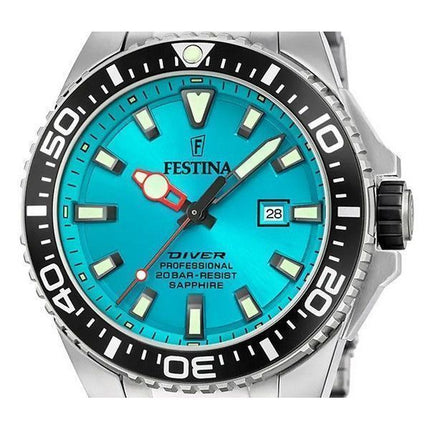 Festina Diver Edelstahl Türkis Zifferblatt Quarz F20663-5 200M Herrenuhr