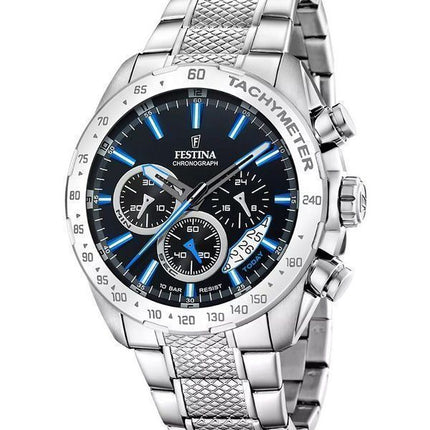 Festina Timeless Chronograph Edelstahl schwarzes Zifferblatt Quarz F20668-6 100M Herrenuhr