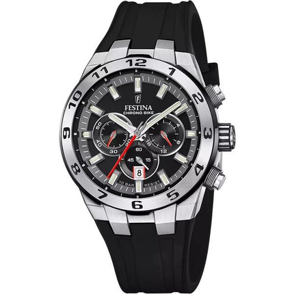 Festina Chrono Bike Kautschukarmband schwarzes Zifferblatt Quarz F20671-6 100M Herrenuhr