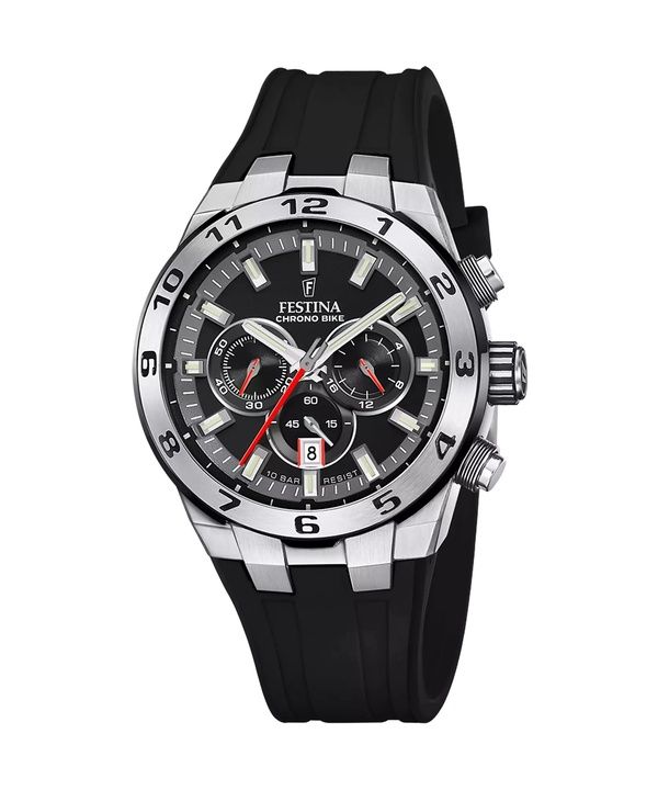 Festina Chrono Bike Kautschukarmband schwarzes Zifferblatt Quarz F20671-6 100M Herrenuhr