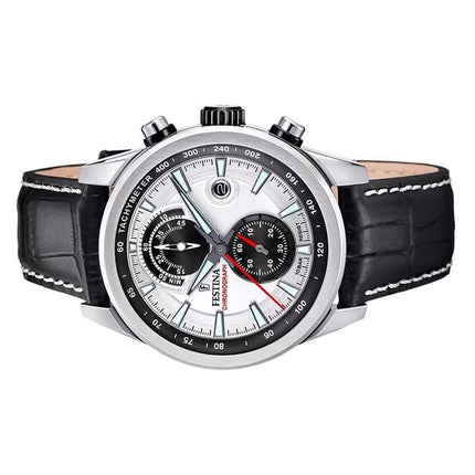 Festina Timeless Chronograph Lederarmband Silbernes Zifferblatt Quarz F20695-1 100M Herrenuhr