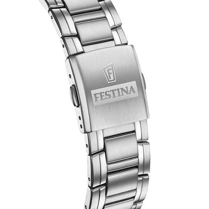 Festina Timeless Chronograph Edelstahl schwarzes Zifferblatt Quarz F20704-3 100M Herrenuhr