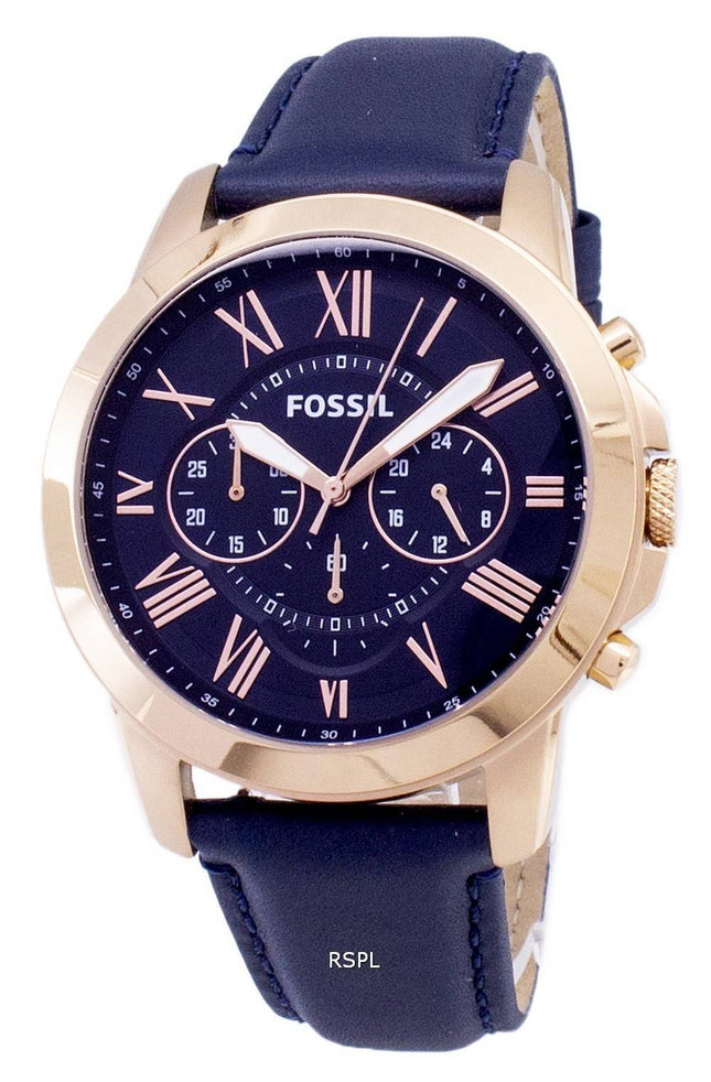 Fossil gewähren Chronograph blau Leder Armband FS4835 Herrenuhr