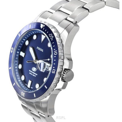 Fossil Blue Dive Edelstahl blaues Zifferblatt Quarz FS6029 100M Herrenuhr