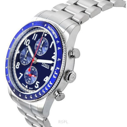 Fossil Sport Tourer Chronograph Edelstahl Blaues Zifferblatt Quarz FS6047 Herrenuhr