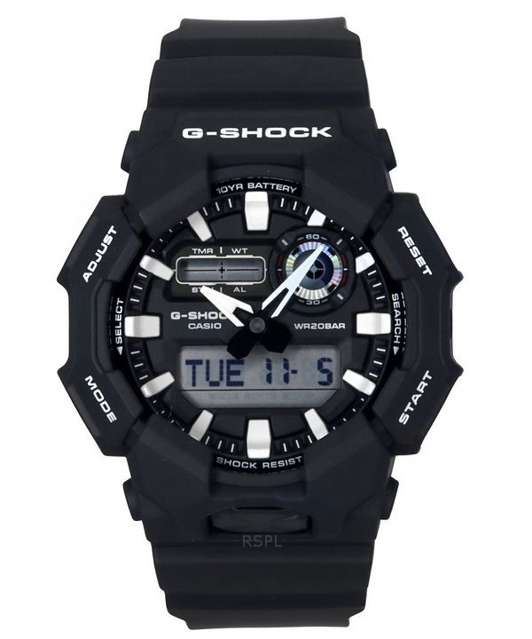 Casio G-Shock Analog-Digital-Armband aus biobasiertem Harz, schwarzes Zifferblatt, Quarz GA-010-1A 200M Herrenuhr