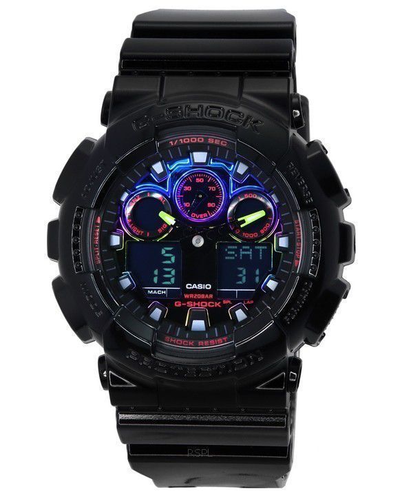 Casio G-Shock Virtual Rainbow Analog Digital Quarz GA-100RGB-1A GA100RGB-1 200M Herrenuhr