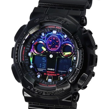 Casio G-Shock Virtual Rainbow Analog Digital Quarz GA-100RGB-1A GA100RGB-1 200M Herrenuhr