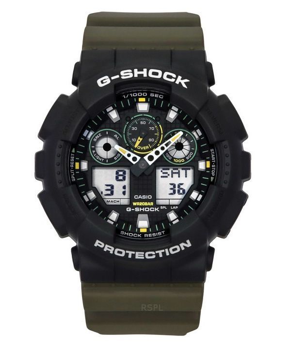 Casio G-Shock Analog-Digital-Harzarmband schwarzes Zifferblatt Quarz GA-100TU-1A3 200M Herrenuhr