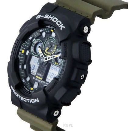 Casio G-Shock Analog-Digital-Harzarmband schwarzes Zifferblatt Quarz GA-100TU-1A3 200M Herrenuhr