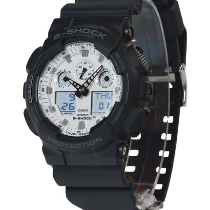 Casio G-Shock Analog-Digital-Harzarmband weißes Zifferblatt Quarz GA-100WD-1A 200M Herrenuhr