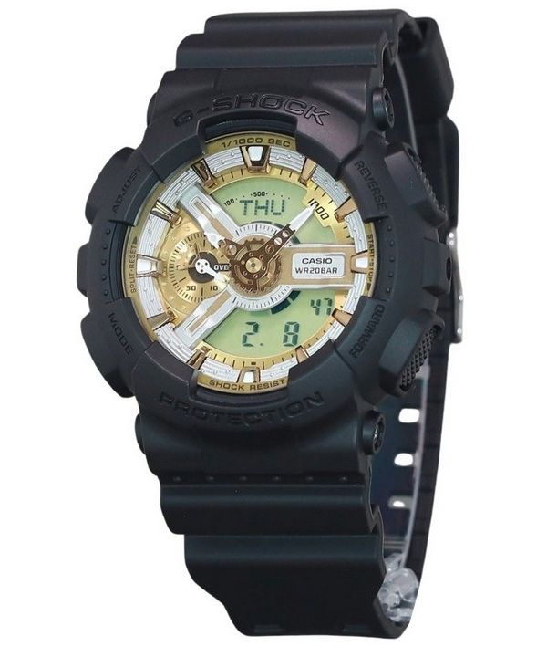 Casio G-Shock Analog-Digital-Harzarmband, goldenes Zifferblatt, Quarz, GA-110CD-1A9, 200 m, Herrenuhr