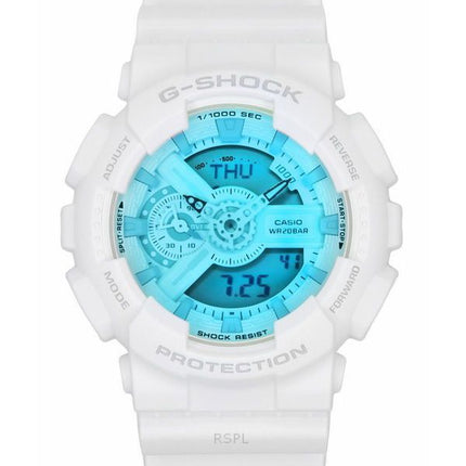 Casio G-Shock Analog Digital weißes Harzarmband mehrfarbiges Zifferblatt Quarz GA-110TL-7A 200M Herrenuhr