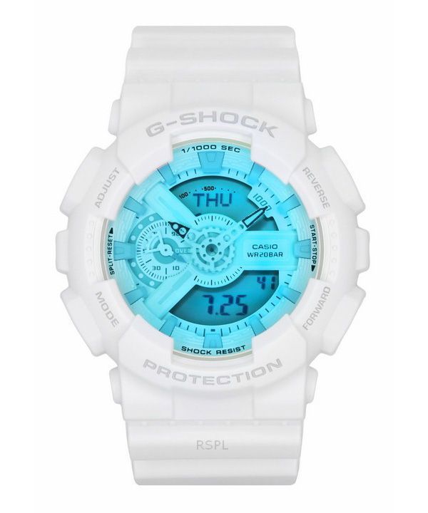 Casio G-Shock Analog Digital weißes Harzarmband mehrfarbiges Zifferblatt Quarz GA-110TL-7A 200M Herrenuhr