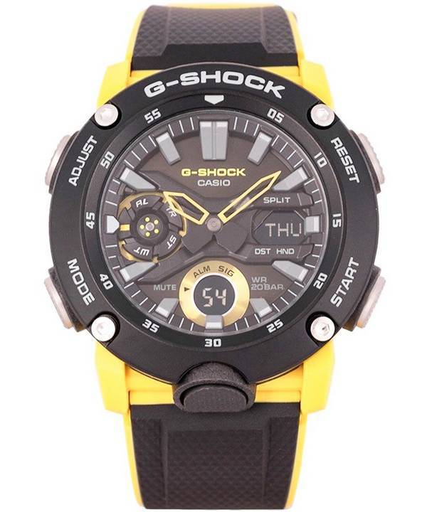 Casio G-Shock Carbon Core Guard Digital Analog Schwarzes Zifferblatt Quarz GA-2000-1A9 GA2000-1 200M Herrenuhr