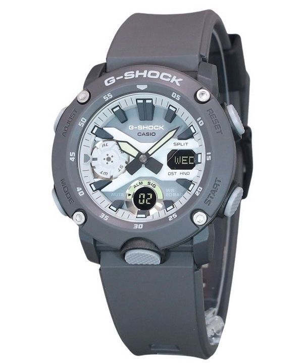 Casio G-Shock Hidden Glow Series Analog-Digital-Harzarmband graues Zifferblatt Quarz GA-2000HD-8A 200M Herrenuhr