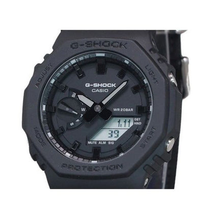 Casio G-Shock Analog Digital Eco Stoffarmband schwarzes Zifferblatt Quarz GA-2100BCE-1A 200M Herrenuhr