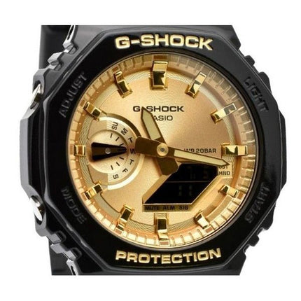 Casio G-Shock Analog Digital Schwarz und Goldfarbenes Harzarmband Quarz GA-2100GB-1A 200M Herrenuhr