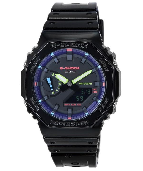 Casio G-Shock Virtual Rainbow Analog Digital Quarz GA-2100RGB-1A GA2100RGB-1 200M Herrenuhr