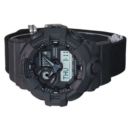 Casio G-Shock Analog Digital Eco Stoffarmband schwarzes Zifferblatt Quarz GA-700BCE-1A 200M Herrenuhr